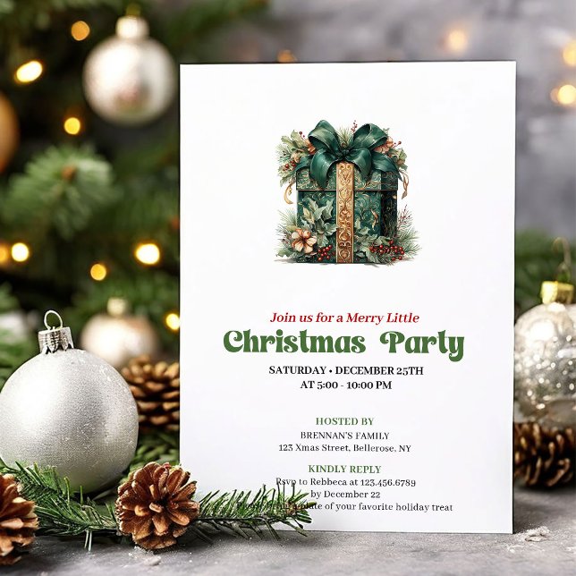 Whimsical retro Christmas present party invitation Inbjudningar (Whimsical retro Christmas angel party invitation

)