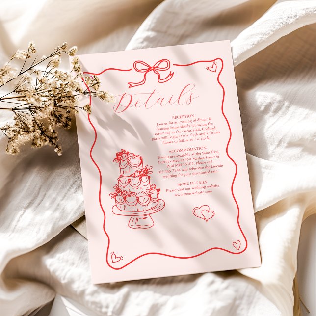 Whimsical Retro Doodle Art Bröllop Tilläggskort (Skapare uppladdad)