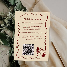Whimsical Retro Doodle | Bröllopswebbplats QR-kod OSA Kort