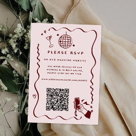 Whimsical Retro Doodle | Bröllopswebbplats QR-kod Tilläggskort