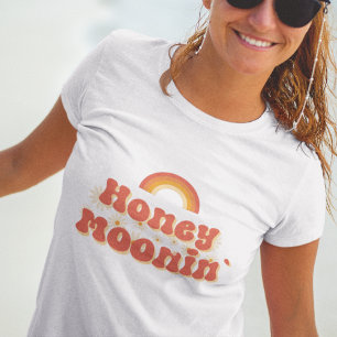 Whimsical Retro Font Honeymoonin" Gift for Bride T Shirt