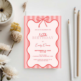 Whimsical Retro Gräns 16:e Födelsedagsfesten Inbjudningar