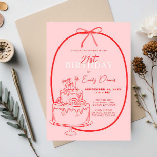 Whimsical Retro Gräns 21:a födelsedagen Party Inbjudningar