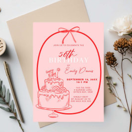 Whimsical Retro Gräns 50:e Födelsedagsfesten Inbjudningar