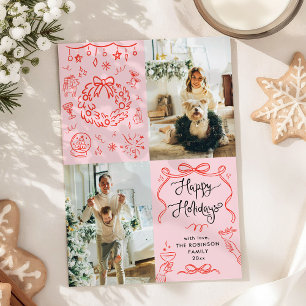 Whimsical Retro Hand plockade Glad helg 2 Photo Julkort