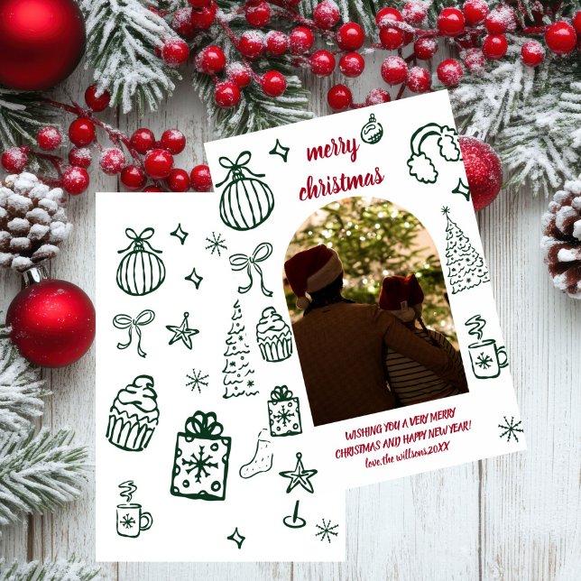 Whimsical Retro jul-arkfoto Holiday-kort Inbjudningar (Skapare uppladdad)