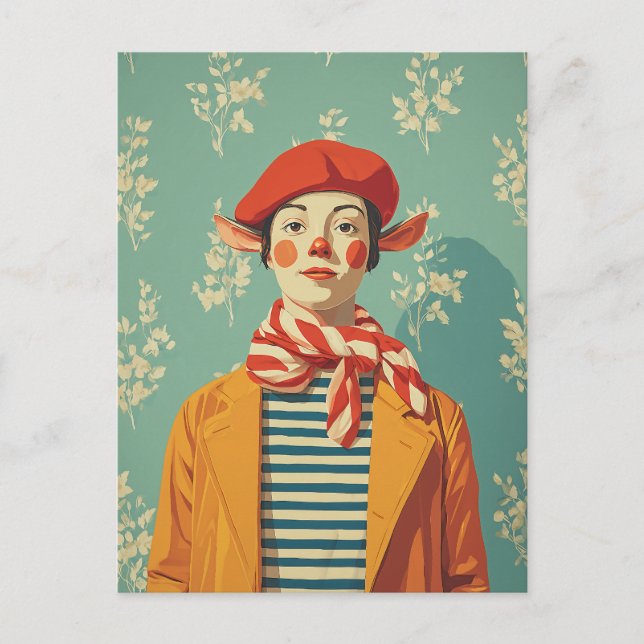 Whimsical Retro-julhelgen Elf Helg Vykort (Framsida)