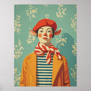 Whimsical Retro-julhelgen Elf Poster