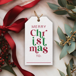 Whimsical Retro Merry Christmas Typography Presentetikett