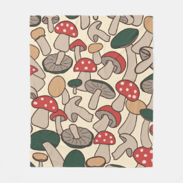 Whimsical Retro Mushroom Botanical Fleecefilt
