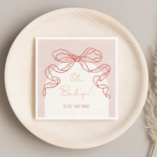 Whimsical Retro Orange Hand plockade Bow Baby Show Pappersservett
