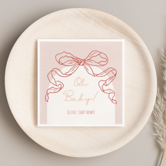 Whimsical Retro Orange Hand plockade Bow Baby Show Pappersservett (Skapare uppladdad)