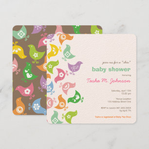 Whimsical Retro Rainbow Kycklingar Cute Baby Showe Inbjudningar