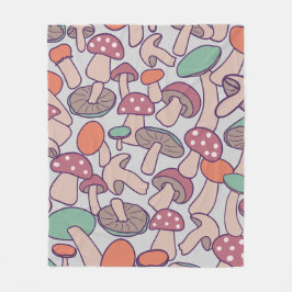 Whimsical Retro Svamp Botanisk Höst Mycelium Fleecefilt