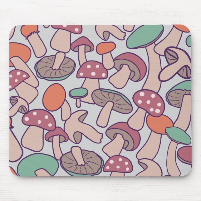 Whimsical Retro Svamp Botanisk Höst Mycelium Musmatta (Framsidan)