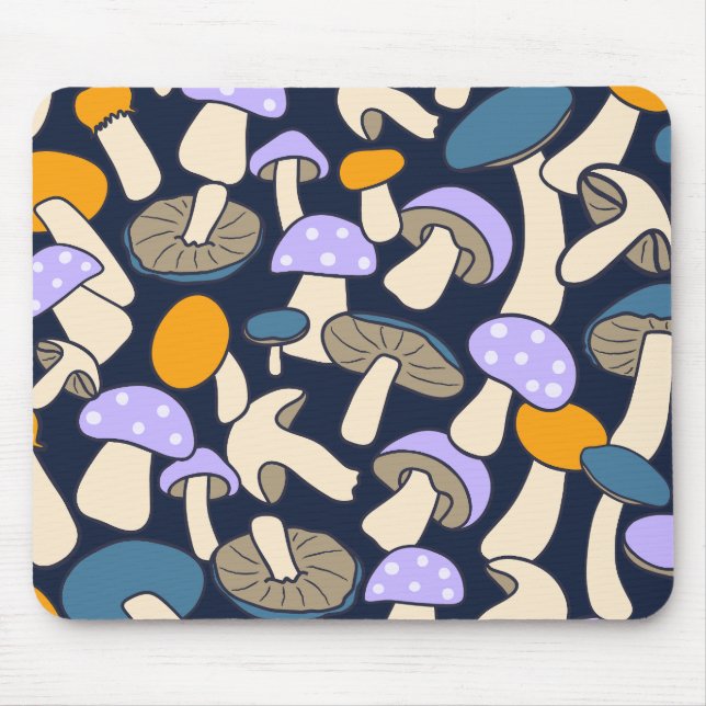 Whimsical Retro Svamp Botanisk Midnattsskog Musmatta (Framsidan)