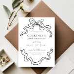 Whimsical Ribbon Bow 40th Birthday Party Inbjudningar<br><div class="desc">This whimsical birthday party invitation features a cute dainty hand drawn bow and simple text. For more advanced customisation of this design,  e.g. changing layout,  font or text size please click the "CUSTOMIZE" button above. Please contact me for any questions!</div>