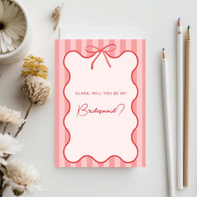 Whimsical Ribbon bridesmaid-kort Inbjudningar (Skapare uppladdad)