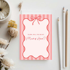 Whimsical Ribbon maid of honor-kort Inbjudningar