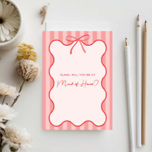Whimsical Ribbon maid of honor-kort Inbjudningar