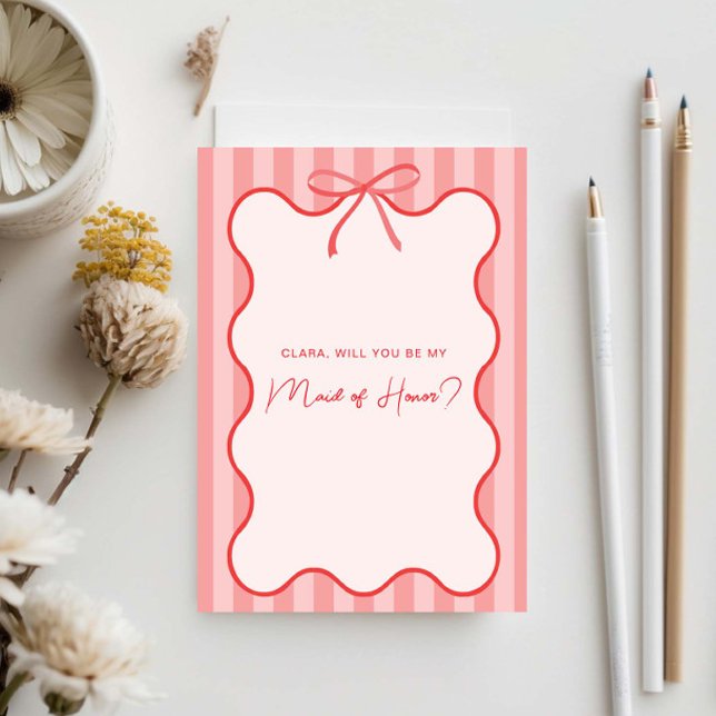 Whimsical Ribbon maid of honor-kort Inbjudningar (Skapare uppladdad)