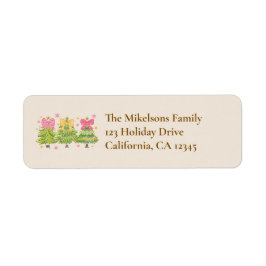 Whimsical Ribbon Tree Family Return Address Returadress Etikett