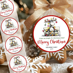 Whimsical riddarsticker sällsam juldesign runt klistermärke