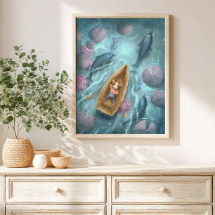 Whimsical River Storybook barnplansch Poster