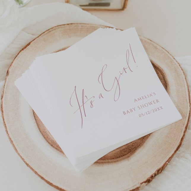 Whimsical Ro Script Det är en flicka babyskabruk Pappersservett (Skapare uppladdad)