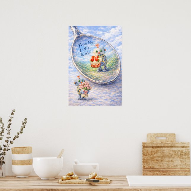 Whimsical Robot Reflektion Poster (Kök)