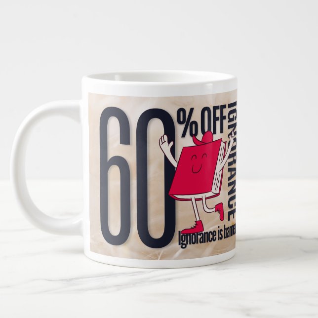 Whimsical Röd Bok Karaktär Okunnighet Bannlyst Mot Jumbo Mugg (Vänster)
