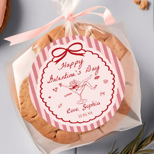 Whimsical röd Glad Galentine's Day dekal Runt Klistermärke