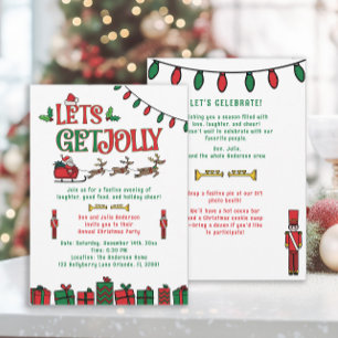 Whimsical röd grön tomte ren julfest
