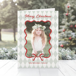 Whimsical röd julbåge Merry Christmas Foto Helgkort