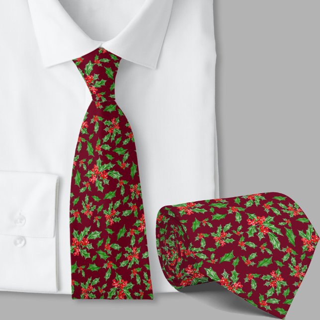 Whimsical röd och grön julmönster jul slips (Skapare uppladdad)