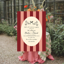 Whimsical röd rosa randig klotterbröllop