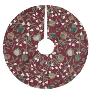 Whimsical rödmistel julgranstavla julgransmatta borstad polyester