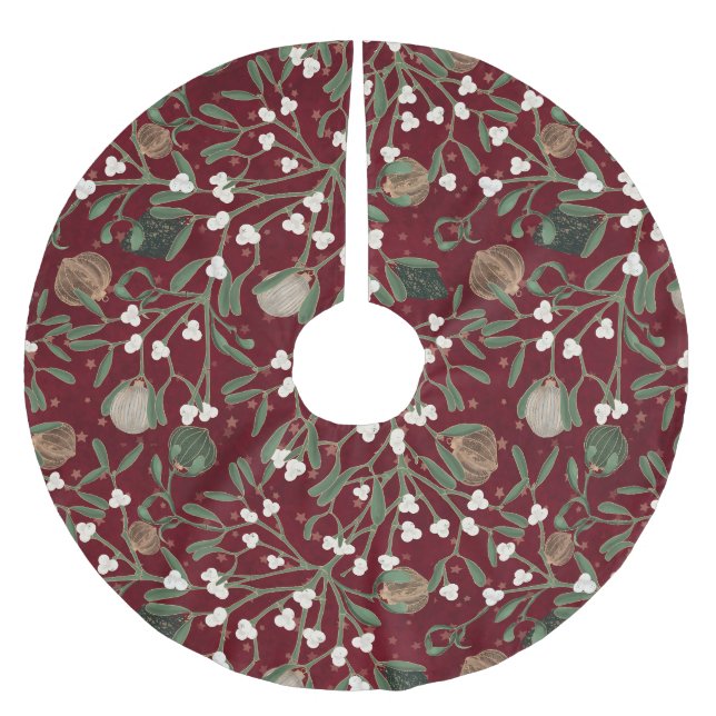 Whimsical rödmistel julgranstavla julgransmatta borstad polyester (Framsidan)