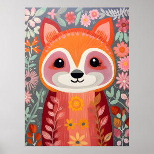 Whimsical rödpanda konstaffisch poster