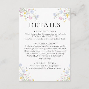 Whimsical rokoko blommig vapen Wedding detaljer Tilläggskort