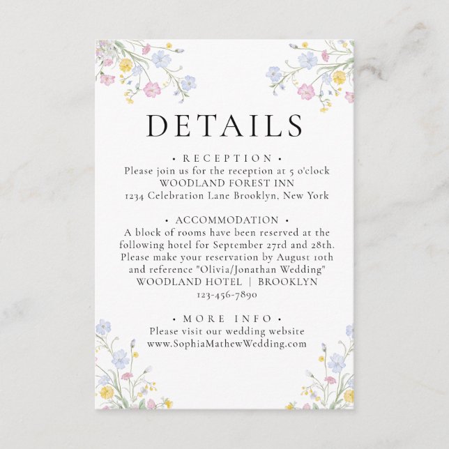 Whimsical rokoko blommig vapen Wedding detaljer Tilläggskort (Framsida)