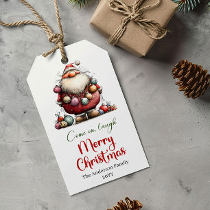 Whimsical rolig julklapps-tagg i Santa-stil Presentetikett