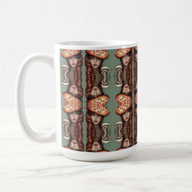 whimsical rolig svampälskare  kaffemugg (Vänster)