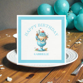 Whimsical Rolig Teal Födelsedag Pappersservett