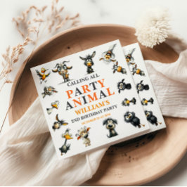 Whimsical Roliga Djur 2-års Födelsedagsfest Pappersservett