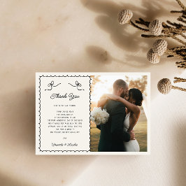 Whimsical Roligt Hand plockade Fransk 2 Photo Bröl Tack Kort