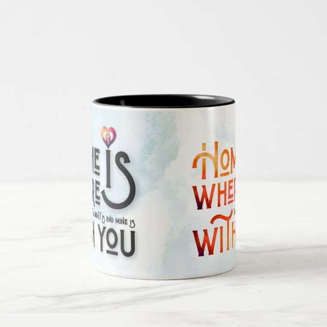 Whimsical Romantic Soulmate Heart Quote Combo Mug Två-Tonad Mugg (Center)