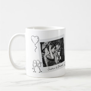 Whimsical Romantisk Linje Konst och Bröllopsfoton Kaffemugg