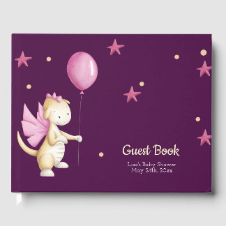 Whimsical Rosa Baby Drakflicka Baby Shower Gästböcker