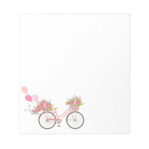 Whimsical Rosa Bicycle Anteckningsblock